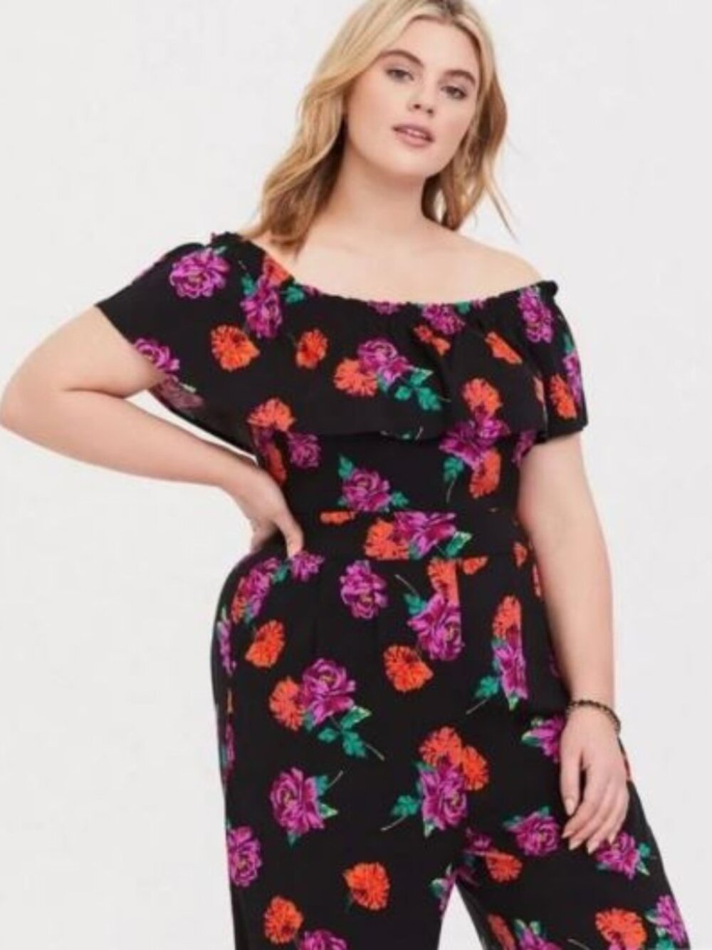 Torrid NWOT Black Floral Jumpsuit 2X